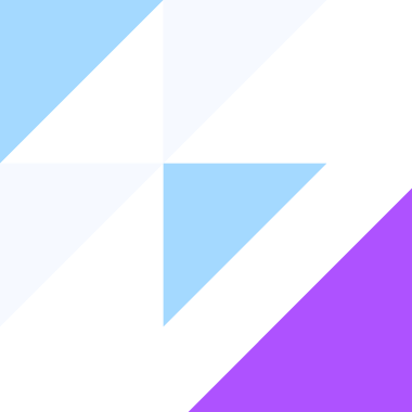 Graphic made of five solid blue, white and purple triangle shapes